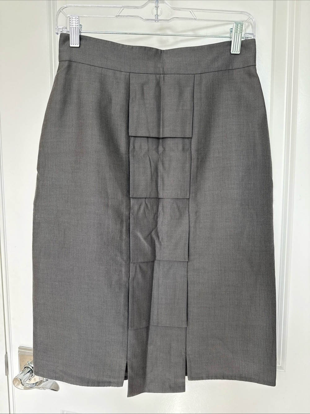 Akris Gray Pleated Detail Pencil Skirt - Women cotton silk size 6